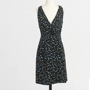 J CREW Painted Dots V-neck Surplice Faux Wrap Dress Black Printed Sz. 4